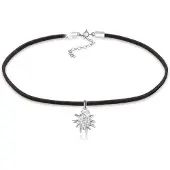 Elli Choker "Halskette Choker mit Anhänger Edelweiss 925 Sterling Silber" Gr. 32, silber, Halsketten, Damen, ohne Stein, Silber 925 (Sterlingsilber), Choker