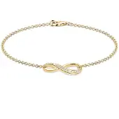 Elli Armkette "Armband Infinity/Unendlichkeit mit Zirkonia 925 Silber" Gr. 190, gold, Armbänder, Damen, 190, Silber 925 (Sterlingsilber), Armkette