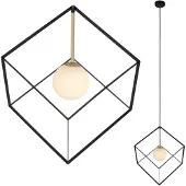 Näve Pendelleuchte - Pendelleuchte "CADRE" L/B: 30cm, Hängelampe im Industrial Style, ausMetall und Glas in schwarz, 100 cm hoch, Maße 30 x 30 cm, G9-Fassung