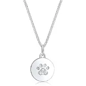 Elli Silberkette "Halskette Pfote Hund Katze 925 Silber, mit Kristallen von Swarovski" Gr. 45, silber, Halsketten, Damen, Silber 925 (Sterlingsilber), Silberkette