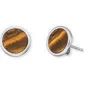 Engelsrufer Paar Ohrstecker "POWERFUL STONE TIGERAUGE", braun (silberfarben, braun, braun), Ohrringe, Damen, 10mm, Silber 925 (Sterlingsilber), Paar Ohrstecker, mit Tigerauge