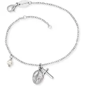 Engelsrufer Silberarmband "MARIA", bunt (silberfarben, weiß), Armbänder, Damen, 19cm, Perlen Silber 925 (Sterlingsilber), Perlen, Silber 925 (Sterlingsilber), Silberarmband, mit Muschelkernperle