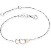 Engelsrufer Armband "3 HERZEN TRICOLOR", rosa (silberfarben, gelbgoldfarben, roségoldfarben), Armbänder, Damen, 19cm, Silber 925 (Sterlingsilber), Armband