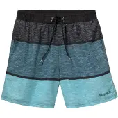 Bench Badeshorts . "Mac Kids", Kinder, Gr. 134/140, N-Gr, schwarz (schwarz, blau), Microfaser, Polyester, Badehosen Badeshorts, mit Melangeoptik, Topseller