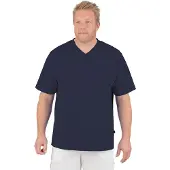 Trigema T-Shirt "V-Shirt DELUXE Baumwolle", Herren, Gr. XL, blau (navy), Single Jersey, 100% Baumwolle, Basic, lang, V-Ausschnitt, Shirts T-Shirt