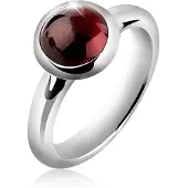 Nenalina Silberring "Ring Granat Cabochon Edelstein Rund Rot 925 Silber" Gr. 56, silber, Fingerringe, Damen, 56, Silber 925 (Sterlingsilber), Silberring