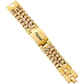 Firetti Armband "Schmuck Geschenk Armkette ID-Platte, Panzerkette", gold (gelbgoldfarben), Armbänder, 21cm, Edelstahl, Armband