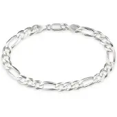 Bruno Banani Armband "Schmuck Geschenk Silber 925 Armschmuck Armkette Figarokette" Gr. 19, silber (silberfarben), Armbänder, Herren, 19, Silber 925 (Sterlingsilber), Armband