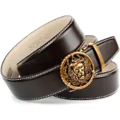 Anthoni Crown Ledergürtel , Herren, Gr. 95, braun (dunkelbraun), Leder, unifarben, Gürtel Ledergürtel, in dunkelbraun mit Kontrast Stitching in weiß