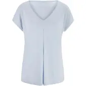 HEINE Kurzarmshirt "Shirt", Damen, Gr. 50, blau (eisblau), 100% Viskose, unifarben, V-Ausschnitt, Shirts Kurzarmshirt