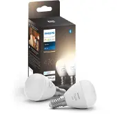 Philips Hue White E14 - Smarte Lampe Tropfenform Doppelpack - 470, Intelligentes Leuchtmittel, Bluetooth/Zigbee, Weiß, LED, E14, P45