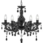 Searchlight Kronleuchter Marie Therese, schwarz, 5-flammig