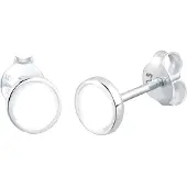 Elli Paar Ohrstecker "Ohrringe Kreis Geo Rund Basic Emaille 925 Silber", weiß, Ohrringe, Damen, ohne Stein, Silber 925 (Sterlingsilber), Paar Ohrstecker