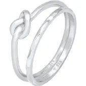 Elli Ring-Set "Ring Knoten Verknotet Trend Basic 2er Set 925 Silber" Gr. 54, silber, Fingerringe, Damen, 54, ohne Stein, Silber 925 (Sterlingsilber), 4mm, Ring-Set