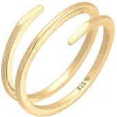 Elli Silberring "Ring Wickelring Twist Fein 925 Silber" Gr. 62, gold, Fingerringe, Damen, 62, Silber 925 (Sterlingsilber), Silberring
