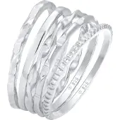 Elli Ring-Set "Ring Stapelringe Stacking Basic 5er Set 925 Silber" Gr. 58, silber, Fingerringe, Damen, 58, ohne Stein, Silber 925 (Sterlingsilber), Ring-Set