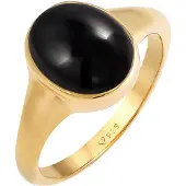 Elli Siegelring "Ring Siegelring Onyx Oval 925 Silber vergoldet" Gr. 54, gold, Fingerringe, Damen, 54, ohne Stein, Silber 925 (Sterlingsilber), 9mm, Siegelring