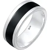 KUZZOI Ring Herren Bandring Basic Geo Emaille Casual 925 Silber Kuzzoi Silber