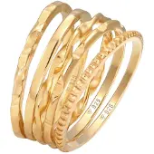 Elli Ring Stapelringe Stacking Bandring 5Er Set 925 Silber Elli Gold