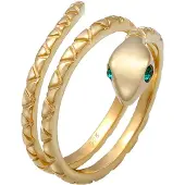 Elli Silberring "Ring Pinky Schlange Statement 925 Silber" Gr. 46, gold, Fingerringe, Damen, 46, Silber 925 (Sterlingsilber), Silberring