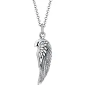 KUZZOI Kette mit Anhänger "Halskette Herren Flügel Feder Boho 925 Silber" Gr. 55, grau, Halsketten, Herren, ohne Stein, Silber 925 (Sterlingsilber), Kette mit Anhänger