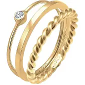 Elli Ring-Set "Ring Ring-Set mit 925 Silber, mit Kristallen von Swarovski" Gr. 52, gold, Fingerringe, Damen, 52, Silber 925 (Sterlingsilber), Ring-Set