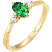 Elli Verlobungsring "Ring Zirkonia Kristalle Grün Verlobung 925er Silber" Gr. 56, gold, Fingerringe, Damen, 56, Silber 925 (Sterlingsilber), Verlobungsring