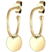 Elli Paar Creolen "Ohrringe Creole Geo Plättchen Trend 925 Silber" Gr. 20, gold, Ohrringe, Damen, 20, ohne Stein, Silber 925 (Sterlingsilber), Paar Creolen