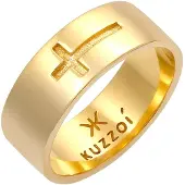 KUZZOI Silberring "Ring Herren Bandring Kreuz Glanz 925 Silber" Gr. 64, gold, Fingerringe, Herren, 64, Silber 925 (Sterlingsilber), Silberring