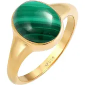 Elli Siegelring PREMIUM "Ring Siegelring Edelstein Malachit Oval 925 Silber" Gr. 56, gold, Fingerringe, Damen, 56, ohne Stein, Silber 925 (Sterlingsilber), 9mm, Siegelring