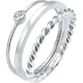 Elli Ring Set Trend Solitär Kristalle 925 Silber Elli Silber
