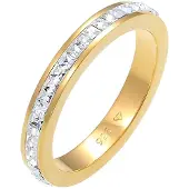 Elli Silberring PREMIUM "Ring Bandring Geo Shape Kristalle 925 Silber" Gr. 56, gold, Fingerringe, Damen, 56, Silber 925 (Sterlingsilber), Silberring