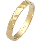 Elli Silberring "Ring Basic Bandring Fein Gehämmert 925 Silber" Gr. 58, gold, Fingerringe, Damen, 58, Silber 925 (Sterlingsilber), Silberring