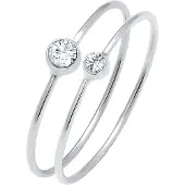 Elli Ring-Set "Ring Set 925 Silber, mit Kristallen von Swarovski(R)" Gr. 48, silber, Fingerringe, Damen, 48,mit Stein, Silber 925 (Sterlingsilber), 4mm, Ring-Set