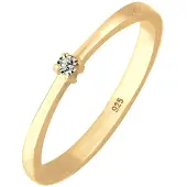 Elli Silberring "Ring Solitär Kristall Grau 925 Sterling Silber" Gr. 56, gold, Fingerringe, Damen, 56, Silber 925 (Sterlingsilber), Silberring