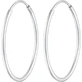 Elli Paar Creolen "Ohrringe Creolen Basic Klassisch (40 mm) 925 Silber" Gr. 40,5, silber, Ohrringe, Damen, 40,5, ohne Stein, Silber 925 (Sterlingsilber), Paar Creolen