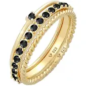 Elli Ring-Set "Ring Stapelring Kristalle 3er Set 925 Silber" Gr. 62, gold, Fingerringe, Damen, 62,mit Stein, Silber 925 (Sterlingsilber), Ring-Set