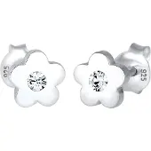 Elli Paar Ohrstecker "Ohrringe Kinder Blume Kristall 925 Silber" Gr. 6, weiß, Ohrringe, Damen, 6, ohne Stein, Silber 925 (Sterlingsilber), Paar Ohrstecker