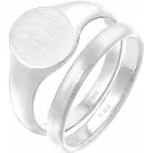 KUZZOI Siegelring "Ring Herren Siegelring Basic Bandring 2er Set 925 Silber" Gr. 60, silber, Fingerringe, Herren, 60, ohne Stein, Silber 925 (Sterlingsilber), 11mm, Siegelring
