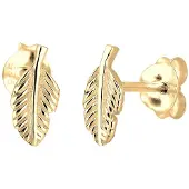 Elli Paar Ohrstecker "Ohrringe Ohrstecker Feder hippie 925 Sterling Silber" Gr. 8, gold, Ohrringe, Damen, 8, Silber 925 (Sterlingsilber), Paar Ohrstecker