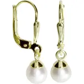 Ostsee-Schmuck Paar Ohrhänger "- Ine 5- - Gold 333/000 - Zuchtperle" Gr. 23, gold (gold 333, goldfarben, gelb), Ohrringe, Damen, 23, Gelbgold 333, Paar Ohrhänger