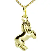 Ostsee-Schmuck Kette mit Anhänger "Kette mit Anhänger Pferd Kette mit Anhänger Pferd", gold (weiß, neutral), Halsketten, Mädchen, 36 bis 38cm, Gelbgold 333, L: 36 38, Kette mit Anhänger