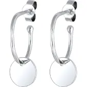 Elli Paar Creolen "Ohrringe Creole Geo Plättchen Trend 925 Silber" Gr. 20, silber, Ohrringe, Damen, 20, ohne Stein, Silber 925 (Sterlingsilber), Paar Creolen