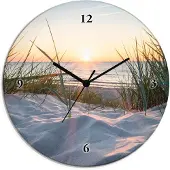 ARTland Glas Wanduhr Quarzuhr - schwarzer Zeiger Ostseestrand Größe: 30x30 cm