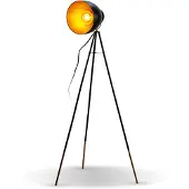B.K.Licht Stehlampe - Schalter, schwenkbar, E27 Fassung, max. 40W, Schwarz-Gold