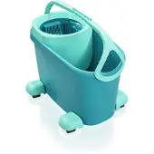 Leifheit Clean Twist M Ergo Bodenwischer Set, Sofort einsetzbares Set aus Teleskopstiel, Eimer mit Schleuder und Wischbezug, Mobile Version