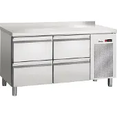 Bartscher Kühltisch S4-150 MA, Kühltisch mit 4 gekühlten Schubladen und einer Aufkantung, 1 Stück