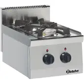 Bartscher Gasherd Serie 600, 2 Kochstellen, kompaktes Tischgerät, BxT 400x600 mm