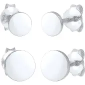 Elli Ohrstecker-Set "Ohrringe Disc Plättchen Kreis Basic 2er Set 925 Silber", silber, Ohrringe, Damen, ohne Stein, Silber 925 (Sterlingsilber), Ohrstecker-Set
