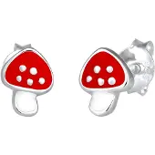Elli Paar Ohrstecker "Ohrringe Fliegenpilz Pilz Glück Emaille 925 Silber" Gr. 7, silber, Ohrringe, Damen, 7, ohne Stein, Silber 925 (Sterlingsilber), Paar Ohrstecker